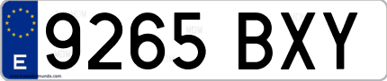 Ejemplo de matrícula de coche ordinaria 9265 BXY