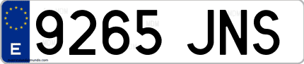 Ejemplo de matrícula de coche ordinaria 9265 JNS