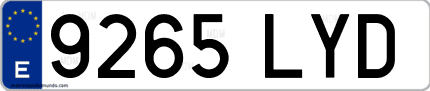 Ejemplo de matrícula de coche ordinaria 9265 LYD