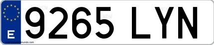 Ejemplo de matrícula española 9265 LYN