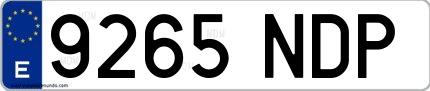 Ejemplo de matrícula española 9265 NDP