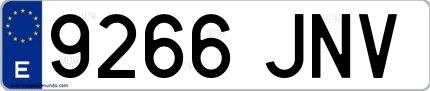 Ejemplo de matrícula española 9266 JNV
