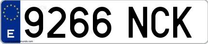 Ejemplo de matrícula española 9266 NCK