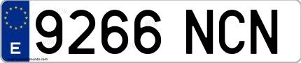 Ejemplo de matrícula española 9266 NCN
