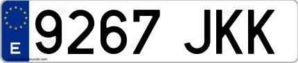 Ejemplo de matrícula española 9267 JKK
