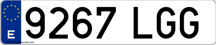 Ejemplo de matrícula de coche ordinaria 9267 LGG