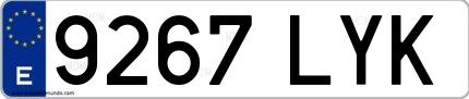 Ejemplo de matrícula española 9267 LYK