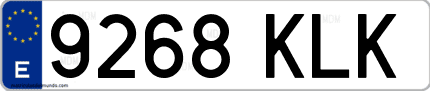 Ejemplo de matrícula de coche ordinaria 9268 KLK