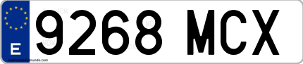Ejemplo de matrícula de coche ordinaria 9268 MCX