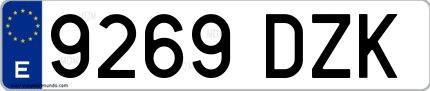 Ejemplo de matrícula española 9269 DZK