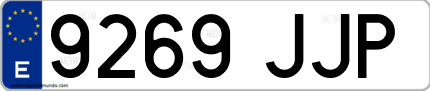 Ejemplo de matrícula de coche ordinaria 9269 JJP