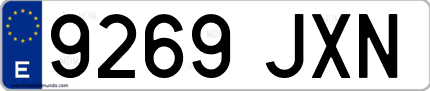 Ejemplo de matrícula de coche ordinaria 9269 JXN