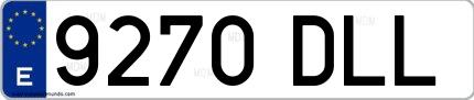 Ejemplo de matrícula española 9270 DLL