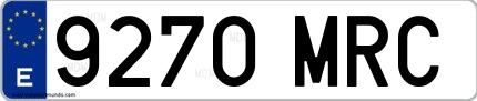 Ejemplo de matrícula española 9270 MRC