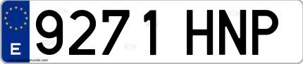 Ejemplo de matrícula española 9271 HNP