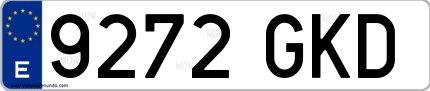 Ejemplo de matrícula española 9272 GKD