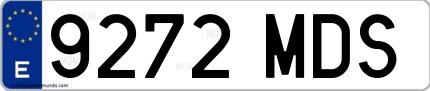Ejemplo de matrícula española 9272 MDS