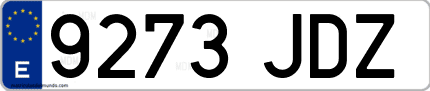 Ejemplo de matrícula de coche ordinaria 9273 JDZ
