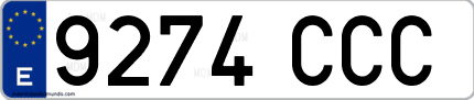 Ejemplo de matrícula de coche ordinaria 9274 CCC