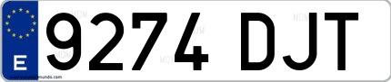 Ejemplo de matrícula española 9274 DJT