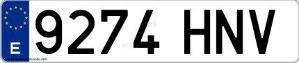 Ejemplo de matrícula española 9274 HNV