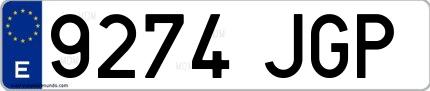 Ejemplo de matrícula española 9274 JGP