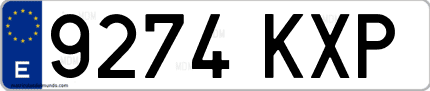 Ejemplo de matrícula de coche ordinaria 9274 KXP