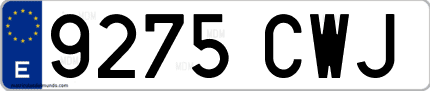 Ejemplo de matrícula de coche ordinaria 9275 CWJ