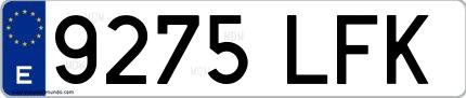 Ejemplo de matrícula española 9275 LFK