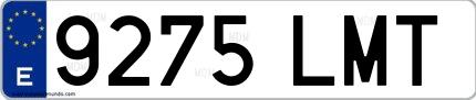 Ejemplo de matrícula española 9275 LMT