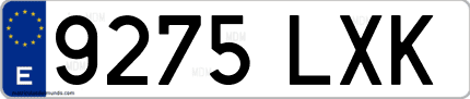 Ejemplo de matrícula de coche ordinaria 9275 LXK