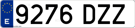 Ejemplo de matrícula de coche ordinaria 9276 DZZ