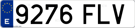 Ejemplo de matrícula de coche ordinaria 9276 FLV