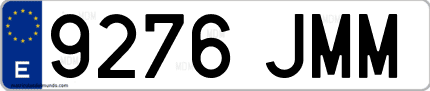 Ejemplo de matrícula de coche ordinaria 9276 JMM