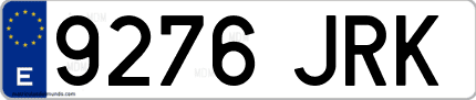Ejemplo de matrícula de coche ordinaria 9276 JRK