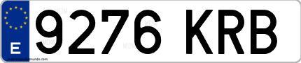 Ejemplo de matrícula de coche ordinaria 9276 KRB