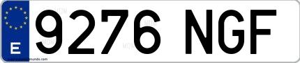 Ejemplo de matrícula española 9276 NGF