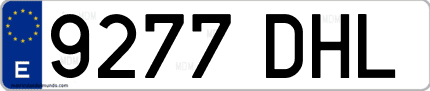 Ejemplo de matrícula de coche ordinaria 9277 DHL