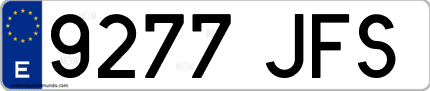 Ejemplo de matrícula de coche ordinaria 9277 JFS