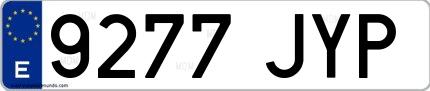 Ejemplo de matrícula española 9277 JYP
