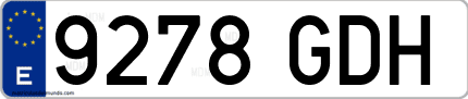 Ejemplo de matrícula de coche ordinaria 9278 GDH