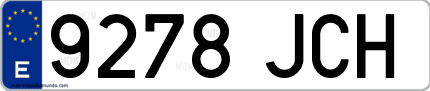 Ejemplo de matrícula de coche ordinaria 9278 JCH