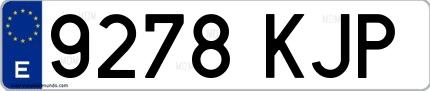 Ejemplo de matrícula española 9278 KJP