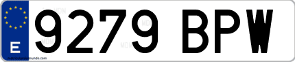 Ejemplo de matrícula de coche ordinaria 9279 BPW
