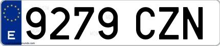 Ejemplo de matrícula española 9279 CZN