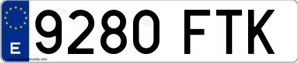 Ejemplo de matrícula española 9280 FTK