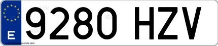 Ejemplo de matrícula española 9280 HZV