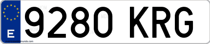 Ejemplo de matrícula de coche ordinaria 9280 KRG