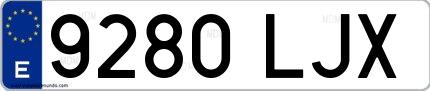 Ejemplo de matrícula de coche ordinaria 9280 LJX