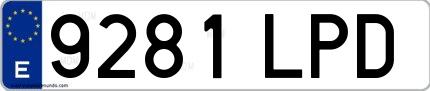 Ejemplo de matrícula española 9281 LPD